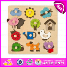 2015 Small Educational Kid Wooden Knob Puzzle, DIY Cute Children Knob Puzzle Game, Good Quality Big Knob Wooden Puzzle Toy W14m062